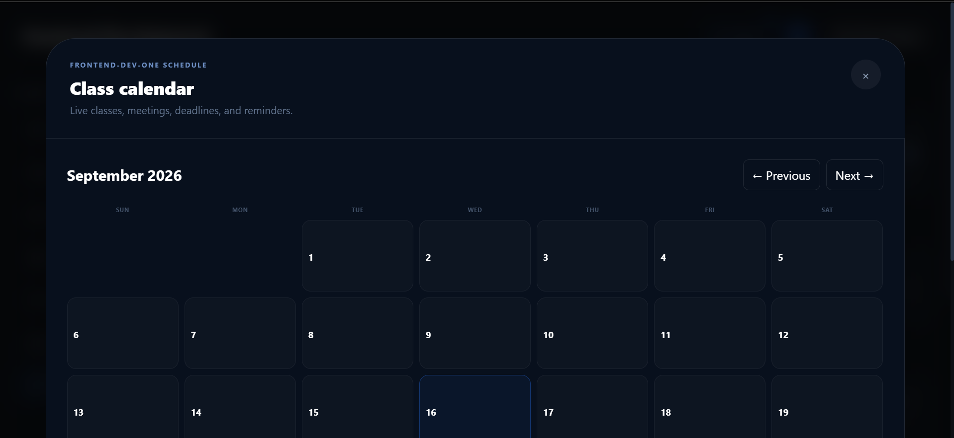 Arcona Academy OS class calendar